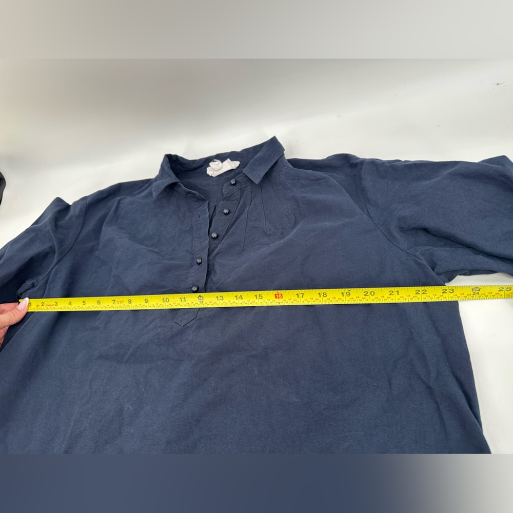 Pomander Place Tuckernuck French Navy Polly Shirt Dress Size L Lagenlook Shift - Picture 7 of 8